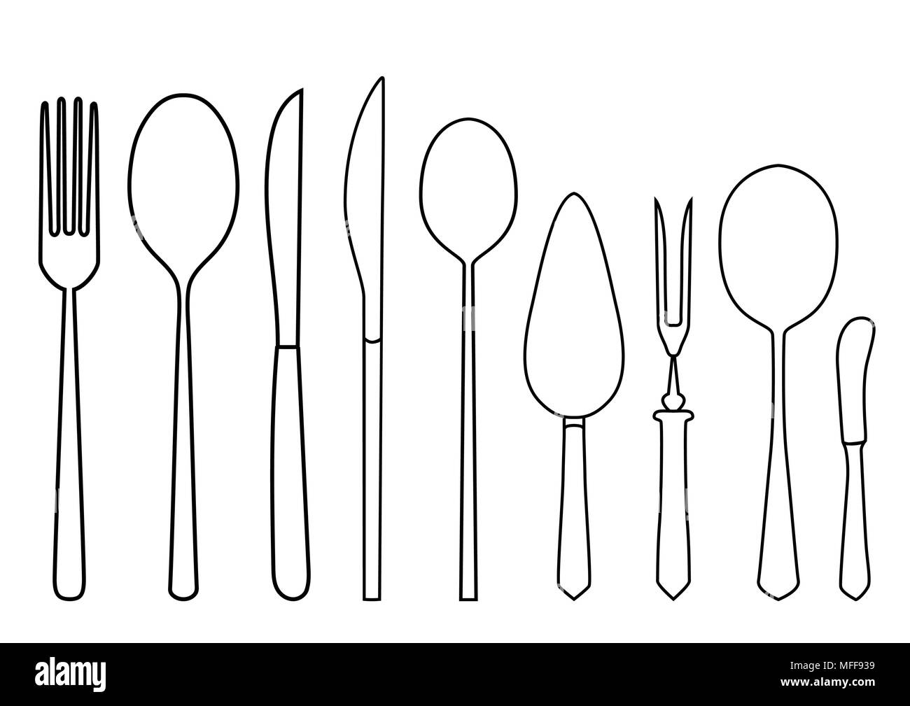 Vector illustration of spoon, fork and knife Stock Vector Image & Art