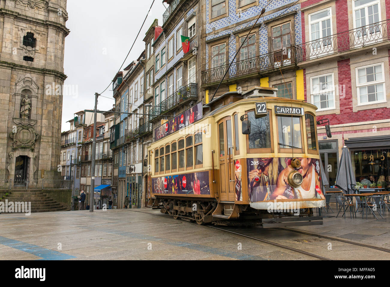 Porto, Portugal - January 16, 2018: Old tram in Porto, Portugal. Stock Photo