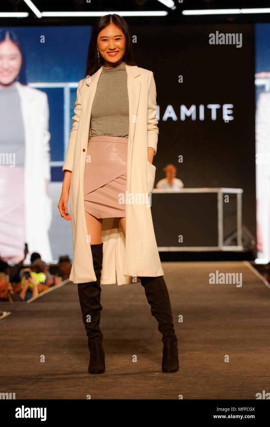 Quebec,Canada. A model poses on the runway at the Once Again fashion show  held during the Fashion and Design Festival in Montreal Stock Photo - Alamy