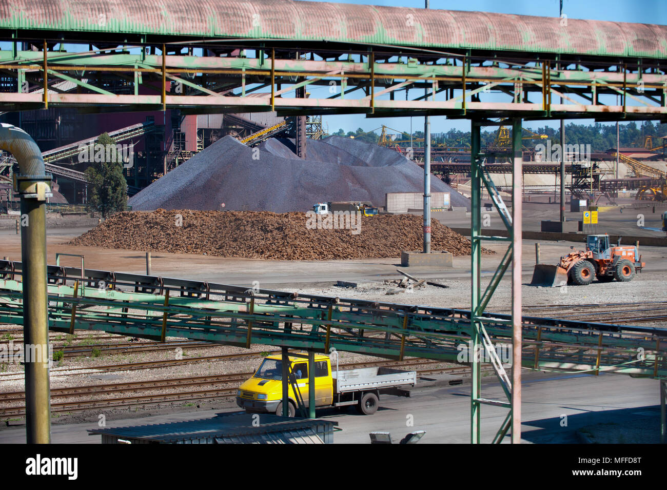 Taranto. ILVA steel factory, mineral site. Italy. Stock Photo