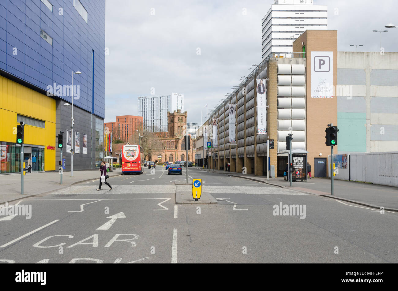 Queen Victoria Road in the centre of Coventry,UK Stock Photo