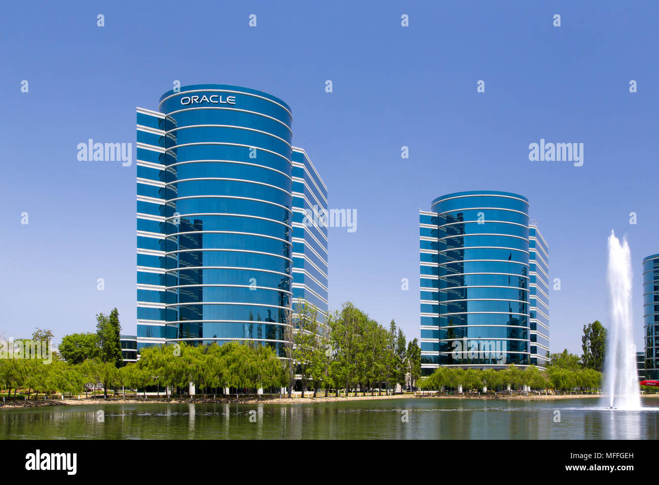 REDWOOD CITY, CA/USA - MAY 31, 2014: Oracle corporate headquarters in Silicon Valley. Stock Photo