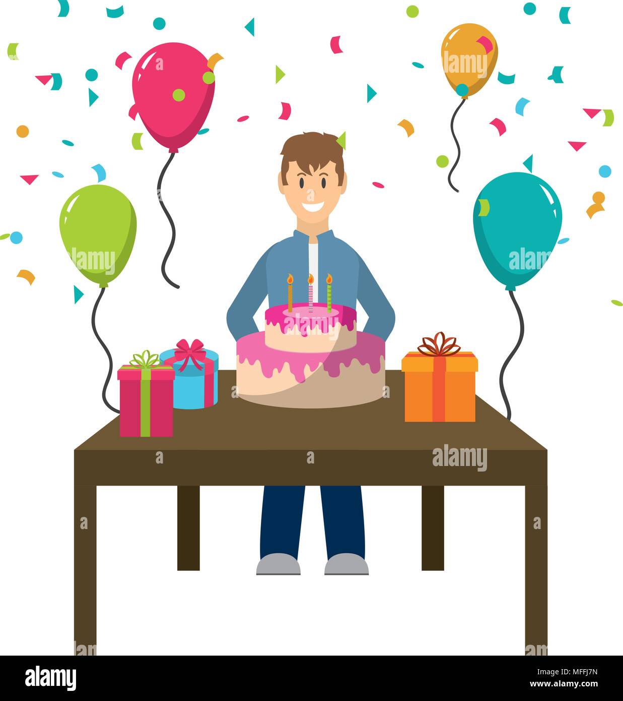 Man Celebrating Happy Birthday Party Stock Vector Image Art Alamy