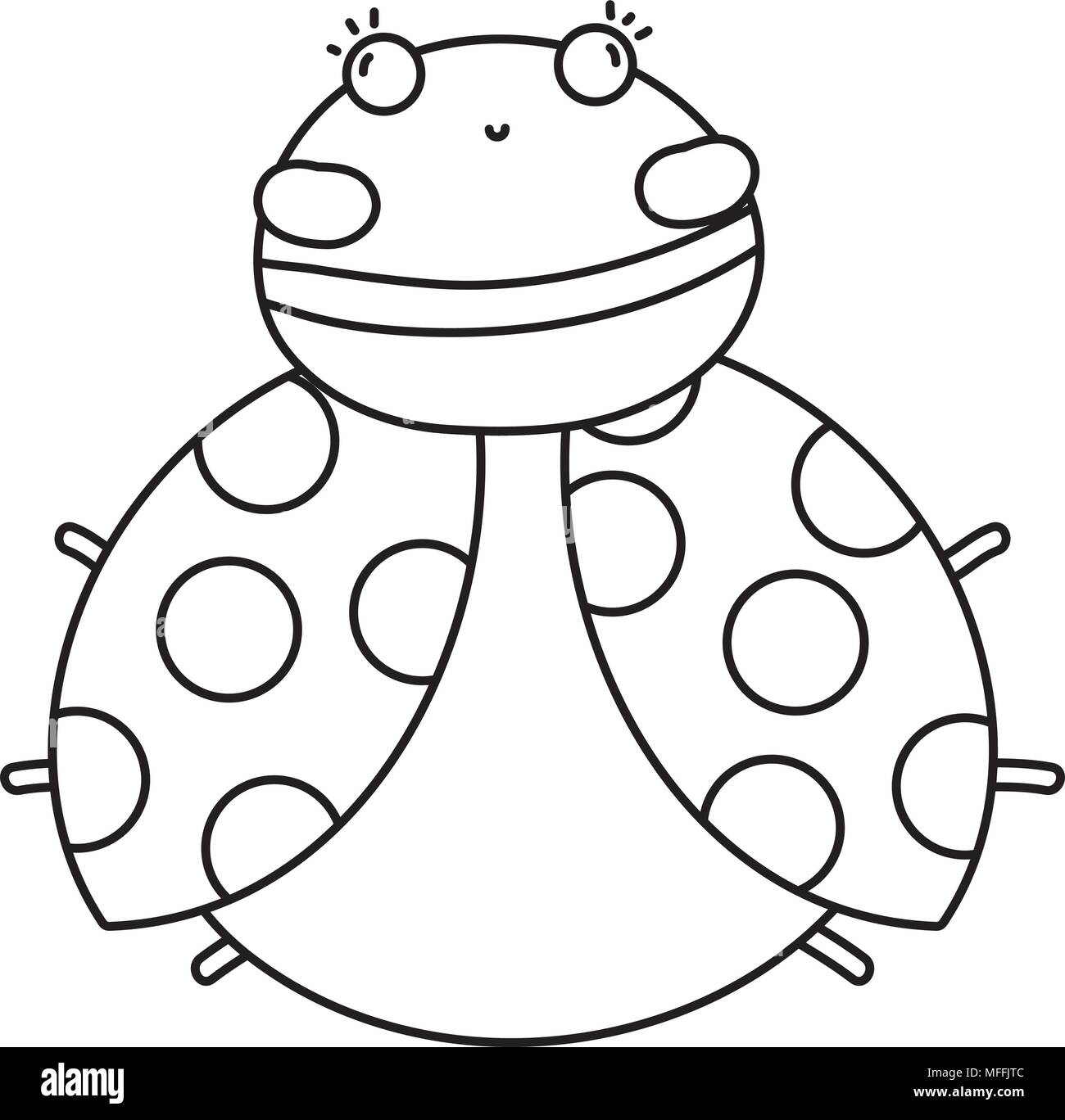 line cute ladybug insect animal with wings Stock Vector Image & Art - Alamy