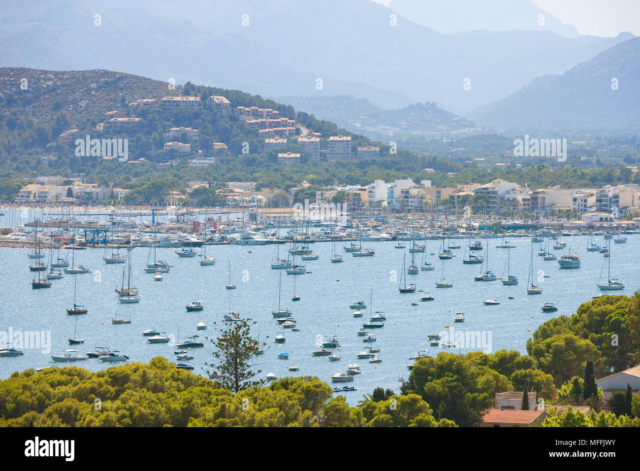 Port de Pollenca, Mallorca, Spain Lots of boats at the sea port of