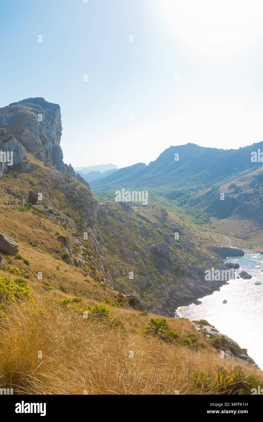 Cala Figuera de Formentor, Mallorca, Spain - Hiking trail through the mountains of Mallorca Stock Photo