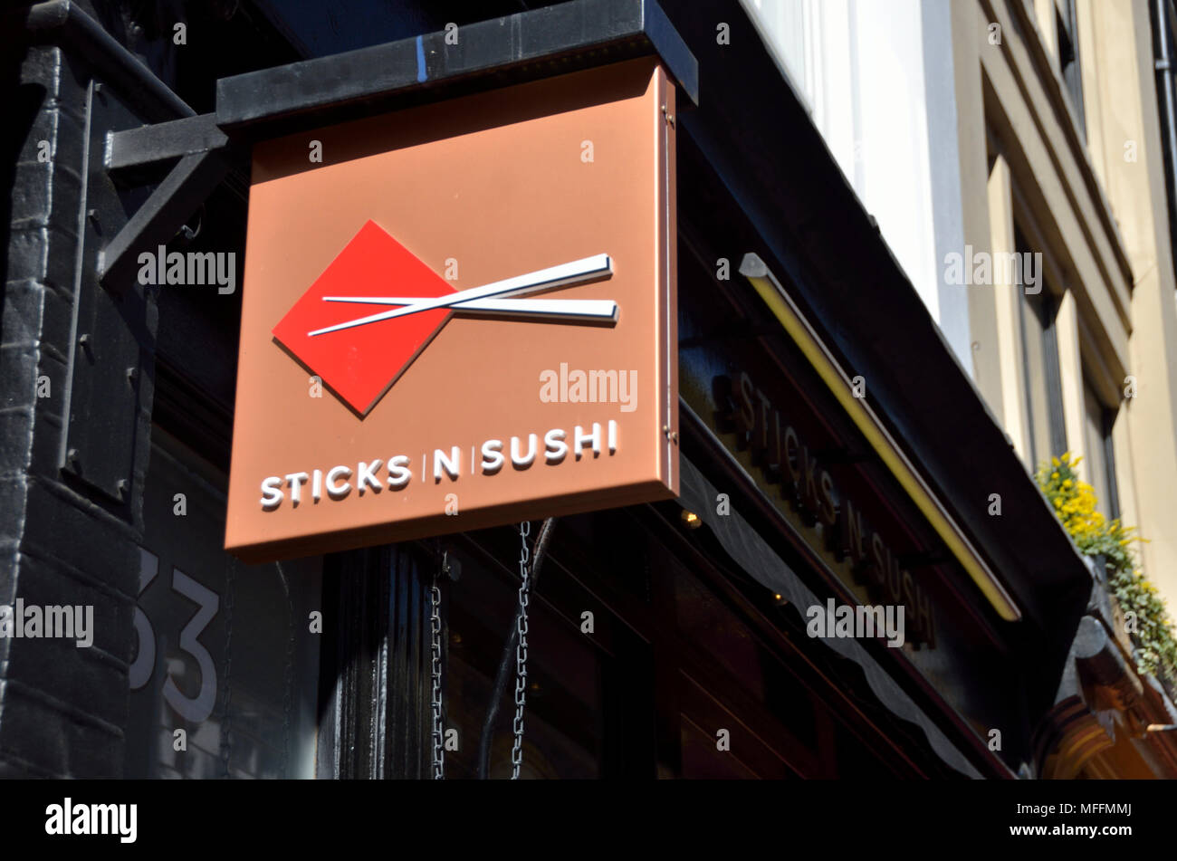 Sticks'n'Sushi Japanese restaurant in Covent Garden, London, UK. Stock Photo