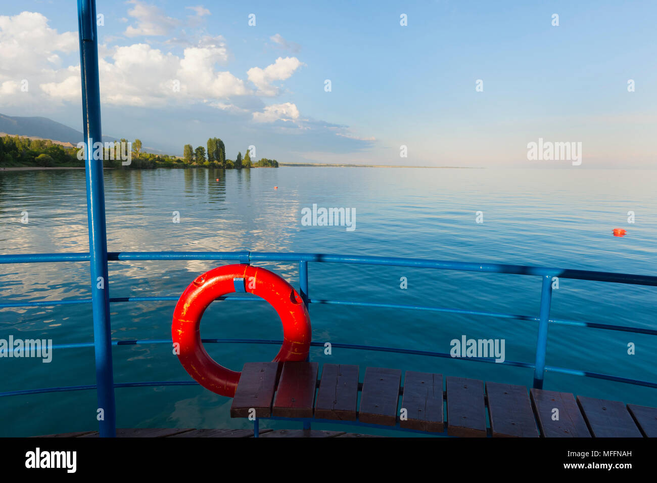Karven resort beach, Issyk Kul lake, Kyrgyzstan, Central Asia Stock