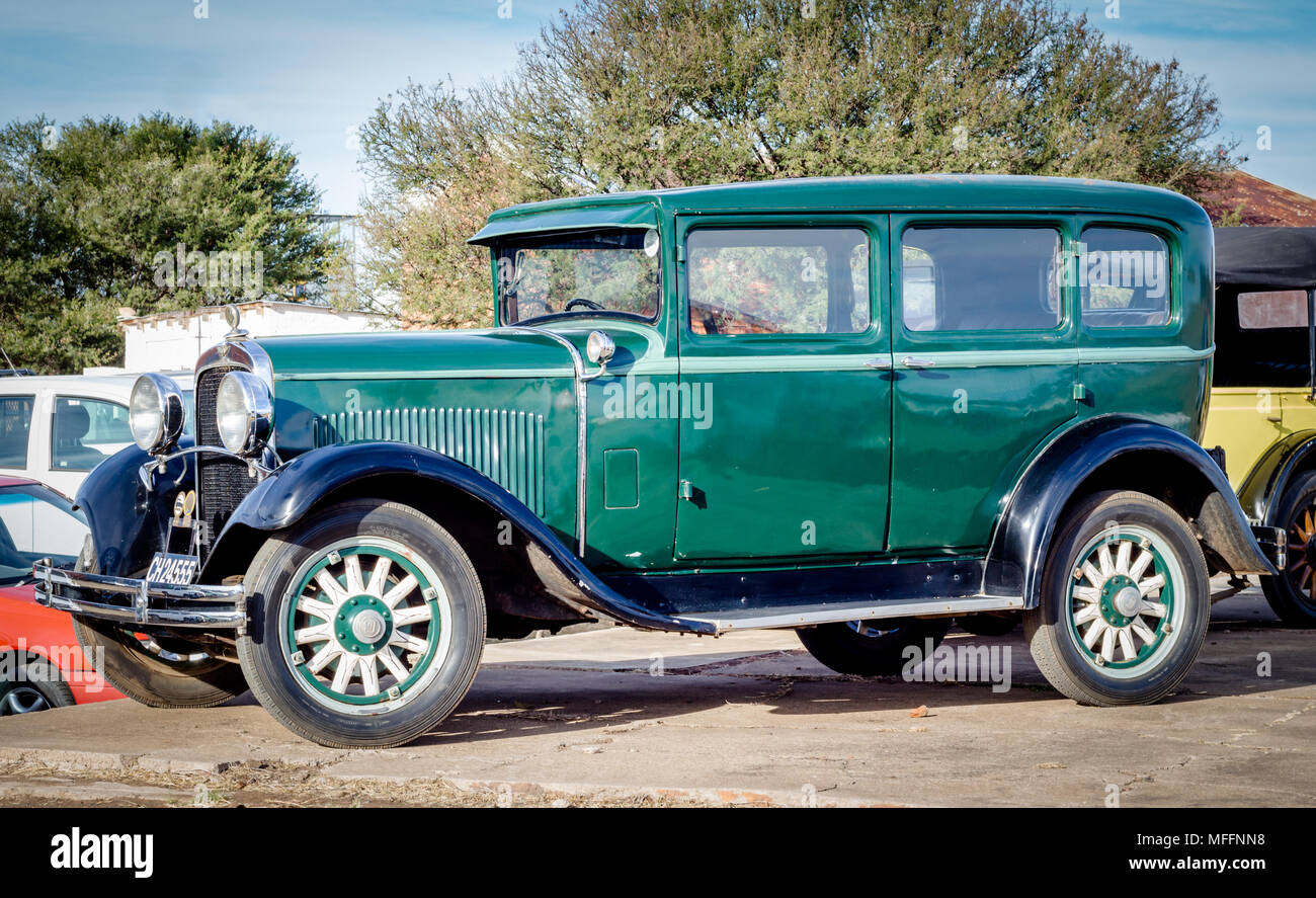 QUEENSTOWN, SOUTH AFRICA - 17 June 2017: Vintage green Dodge Brothers Standard Six limousine car parked at show Stock Photo