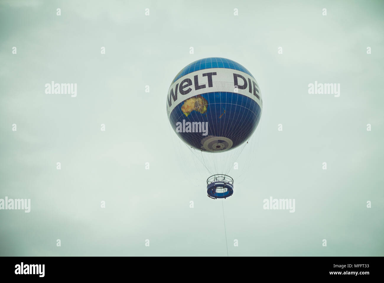 Hot air balloon fly in the sky of Berlin city. Hiflyer (Highflyer) Air