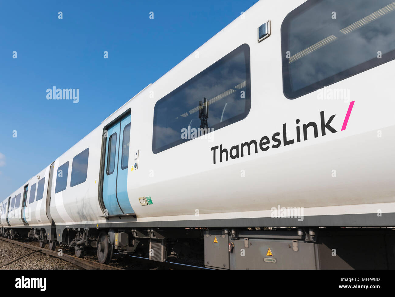 Siemens Class 700 Thameslink electric train, a new hi-tech British train serving the Thameslink network in the South of England, UK. GTR. Govia. Stock Photo