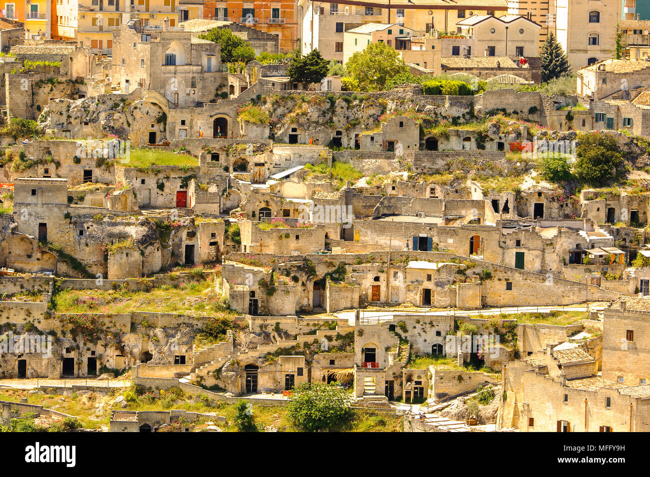 Matera, Puglia, Italy. The Sassi and the Park of the Rupestrian Churches of  Matera. UNESCO World Heritage Stock Photo - Alamy