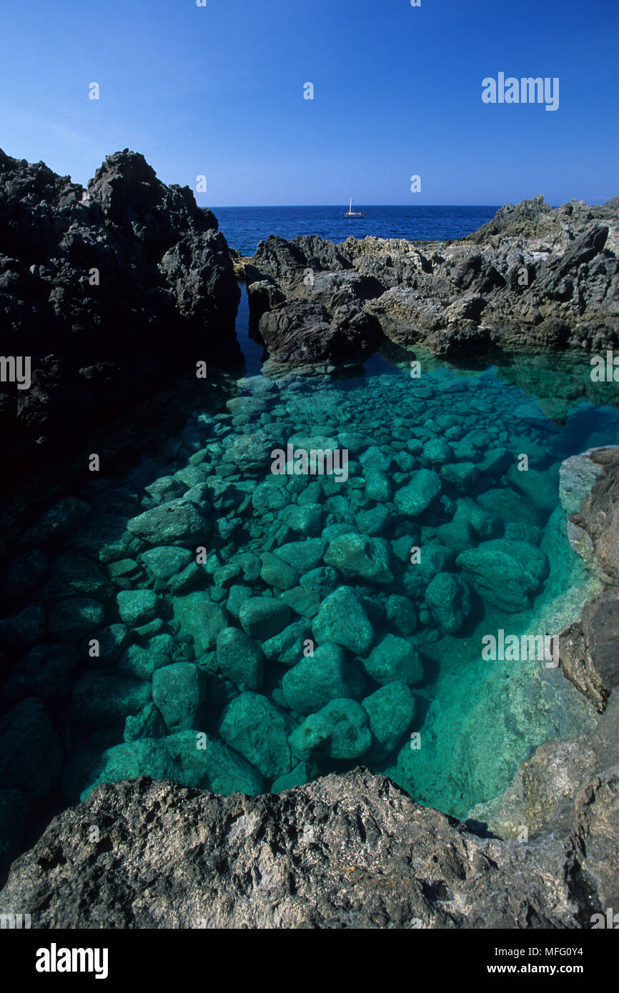 U Troggiu, natural swimming pool, Carloforte, San Pietro Island, Sardinia, Italy, Tyrrhenian Sea, Mediterranean Stock Photo