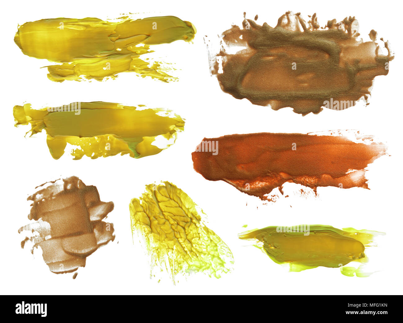 collection of abstract acrylic brush strokes blots Stock Photo
