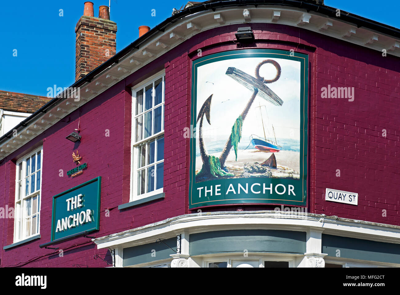 Pub sign of the Anchor, Woodbridge, Suffolk, England UK Stock Photo