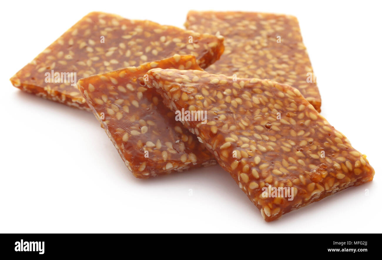 Sesame caramel candy very popular in Indian subcontinent Stock Photo