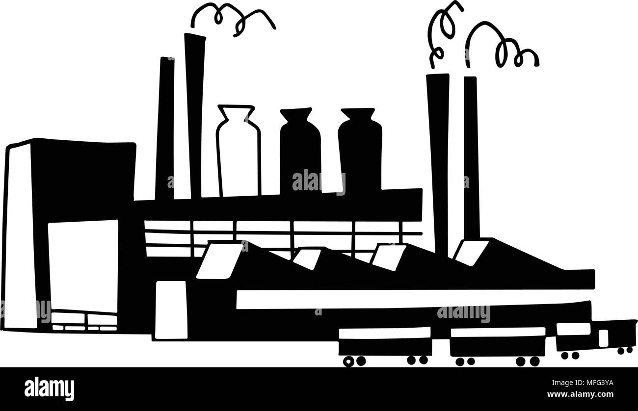Industrial Plant - Retro Clipart Illustration Stock Vector