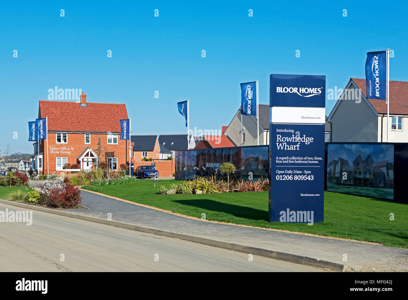 New houses built by Bloor, Rowhedge Wharf, Essex, England UK Stock Photo