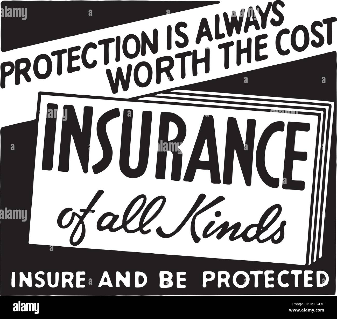 Insurance Of All Kinds 2 - Retro Ad Art Banner Stock Vector