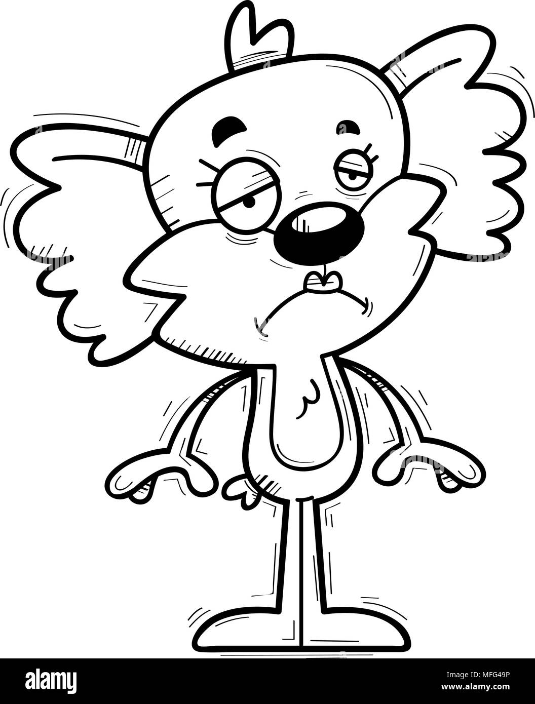 A cartoon illustration of a female koala looking sad stock image