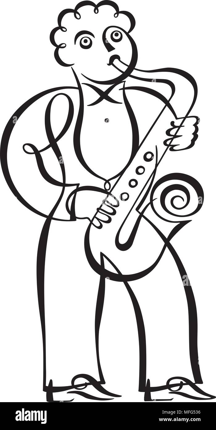 Jazz Sax Player - Retro Clipart Illustration Stock Vector