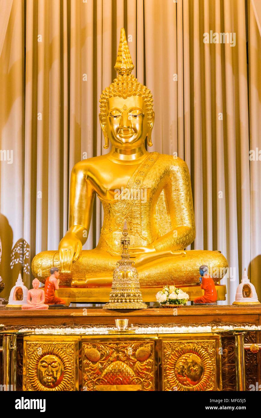 Sitting Buddha statue in Temple of the Tooth. Kandy, Sri Lanka Stock