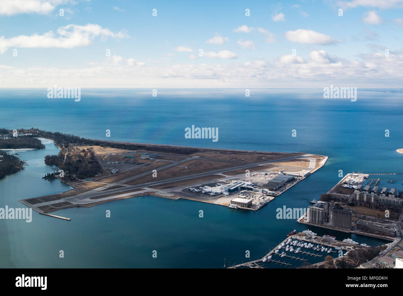 Billy Bishop Airport, Toronto, Ontario, Canada. As seen from the CN Tower. Stock Photo