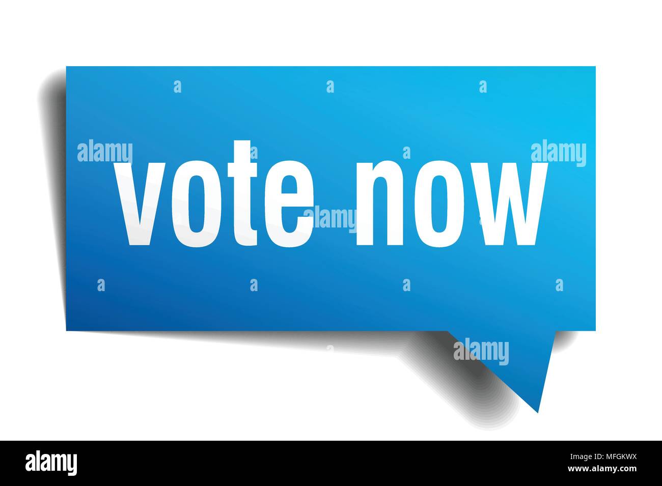 vote now blue 3d square isolated speech bubble Stock Vector