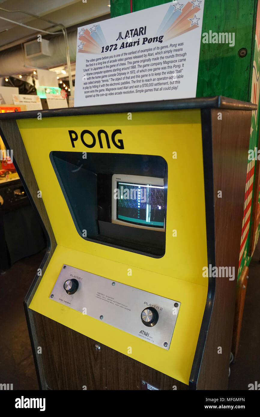 A 70s Pong electronic game in an amusement arcade in Asbury Park, New