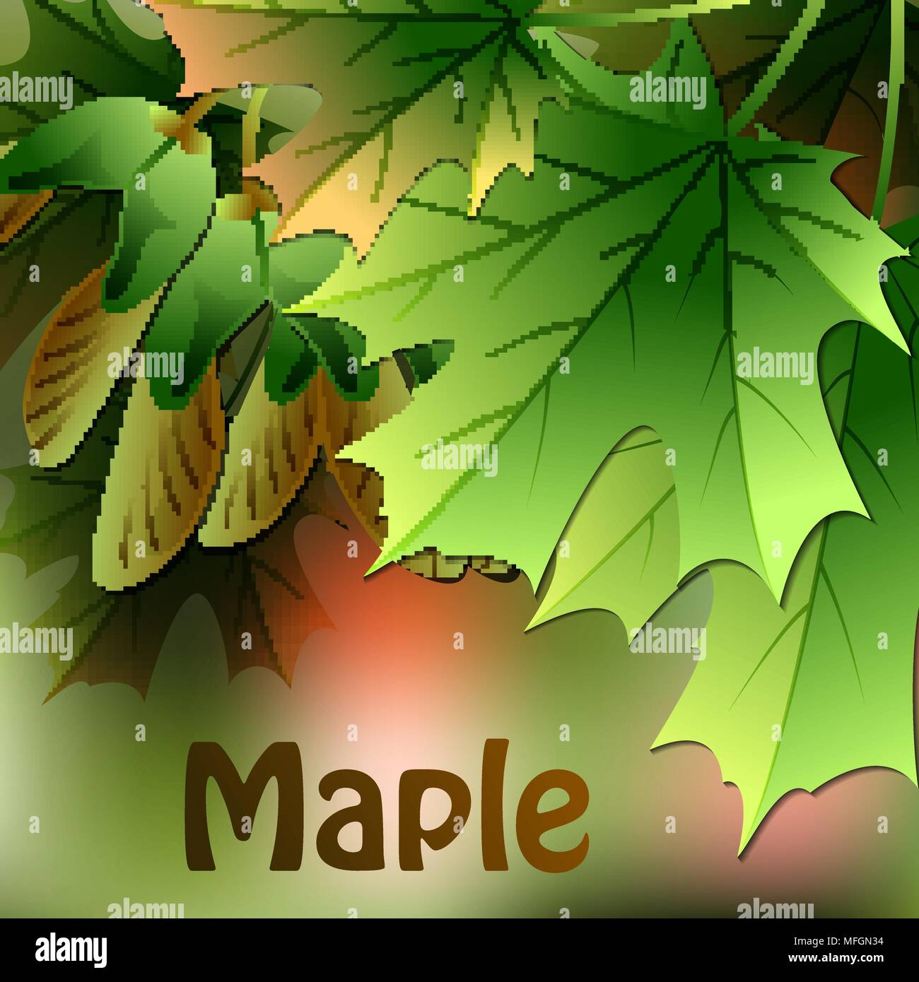 Maple leaves on abstract blurred background. Vector illustration Stock ...