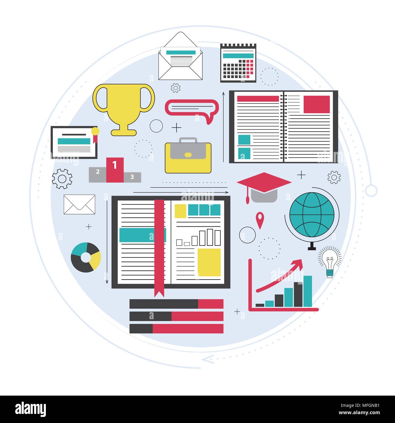 School subjects icon set hi-res stock photography and images - Alamy