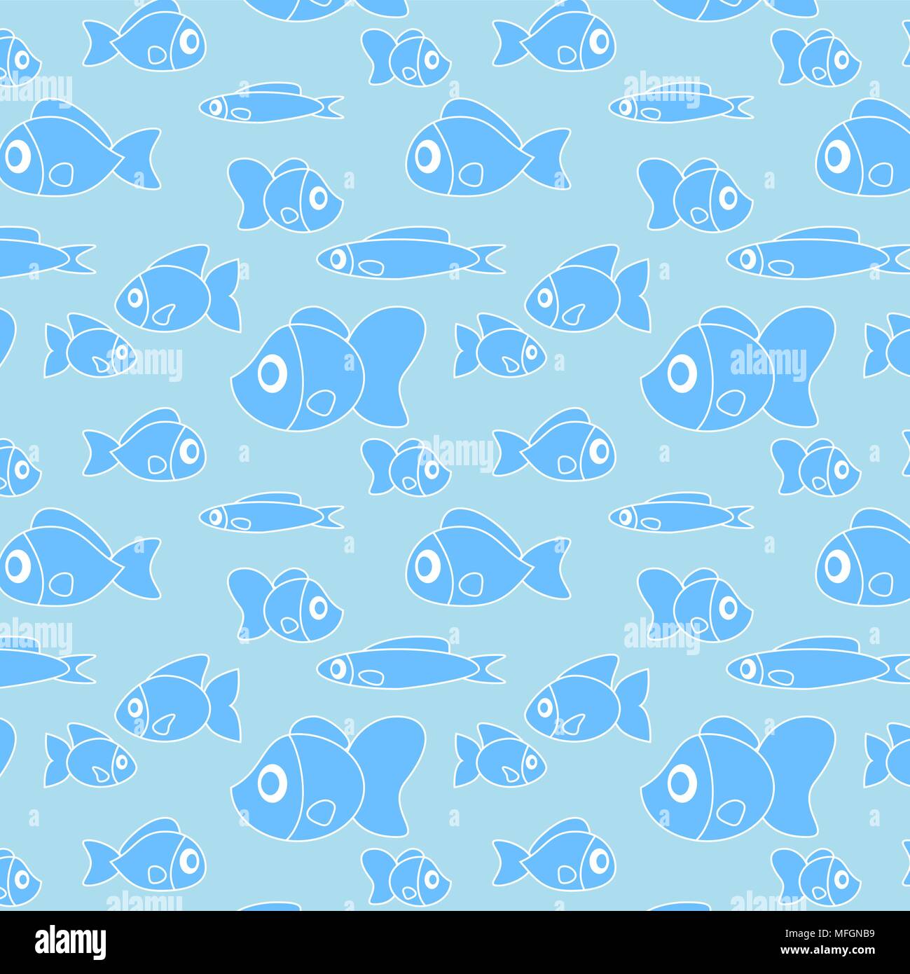 Pattern with fish in cartoon style. Vector illustration Stock Vector ...