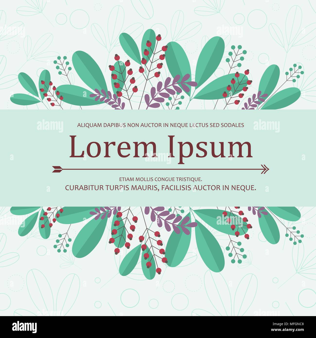 Decorative composition with leaves and berries on a light background ...