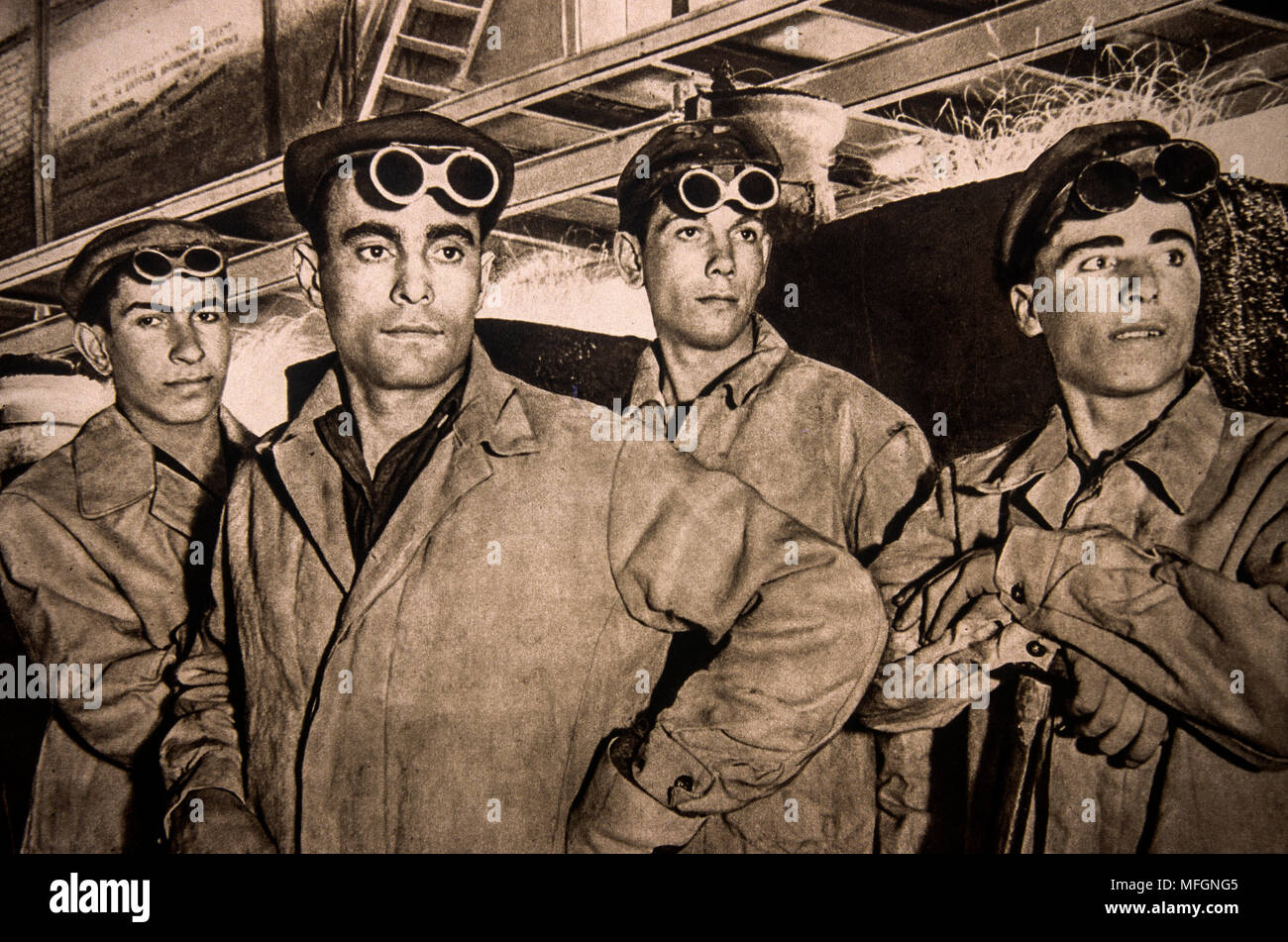 Urss - Young steel founders in the 1950s Stock Photo