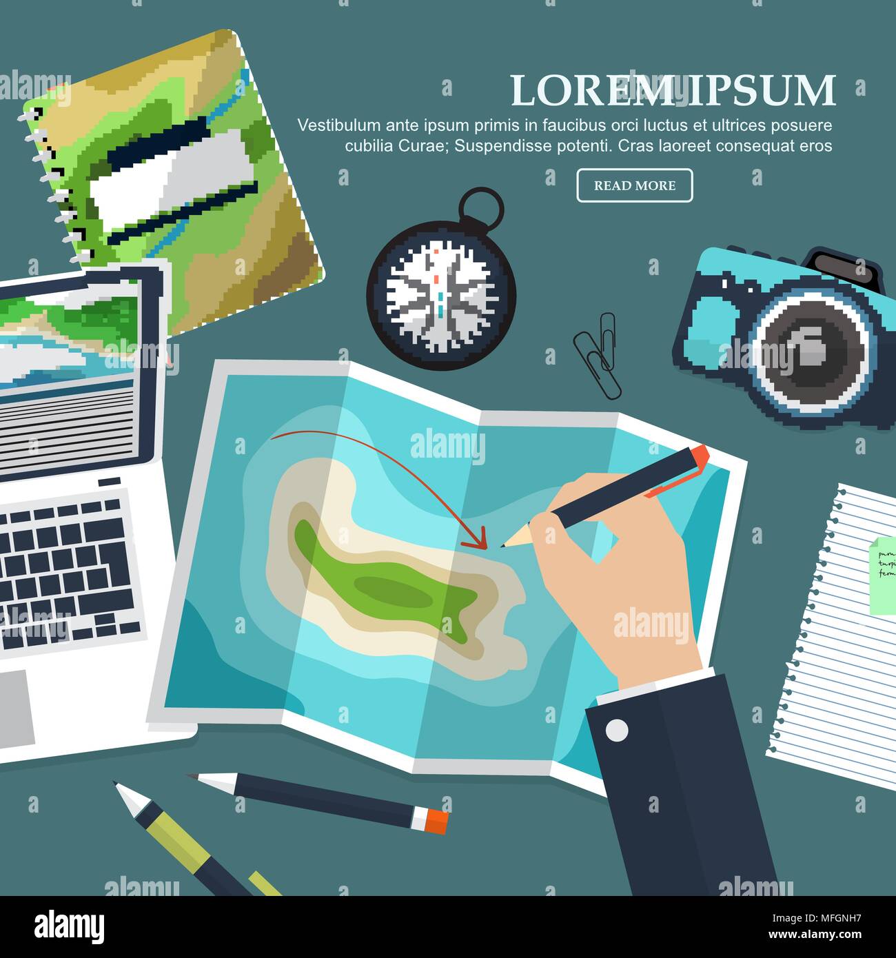 Planning a trip laptop map hi-res stock photography and images - Alamy