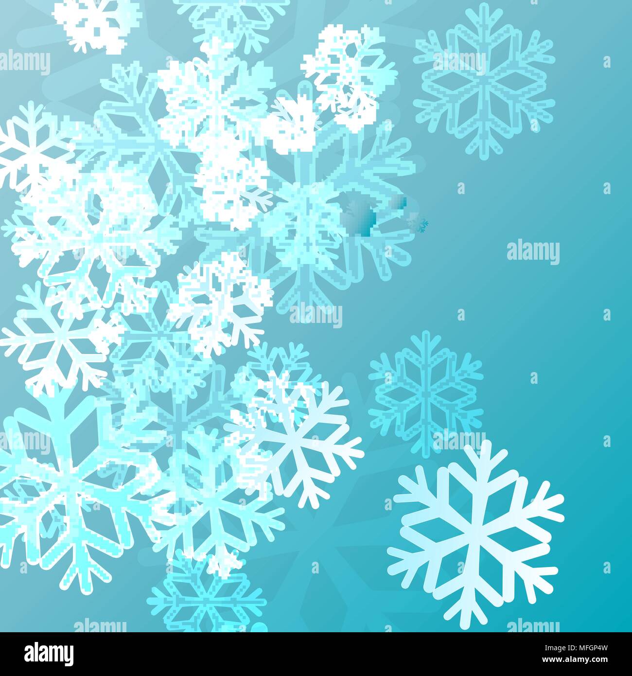 blue background with snowflakes in a cold winter. A card for Christmas ...