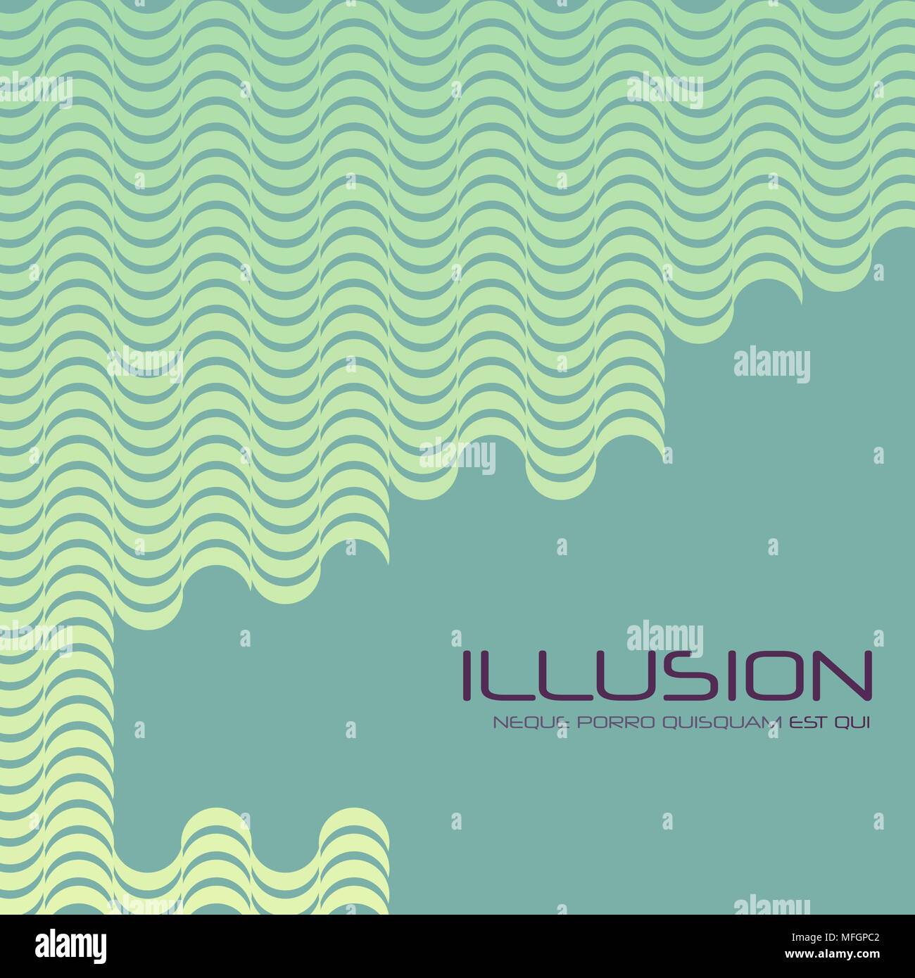 Abstract green illusory background with waves. Vector illustration Stock Vector