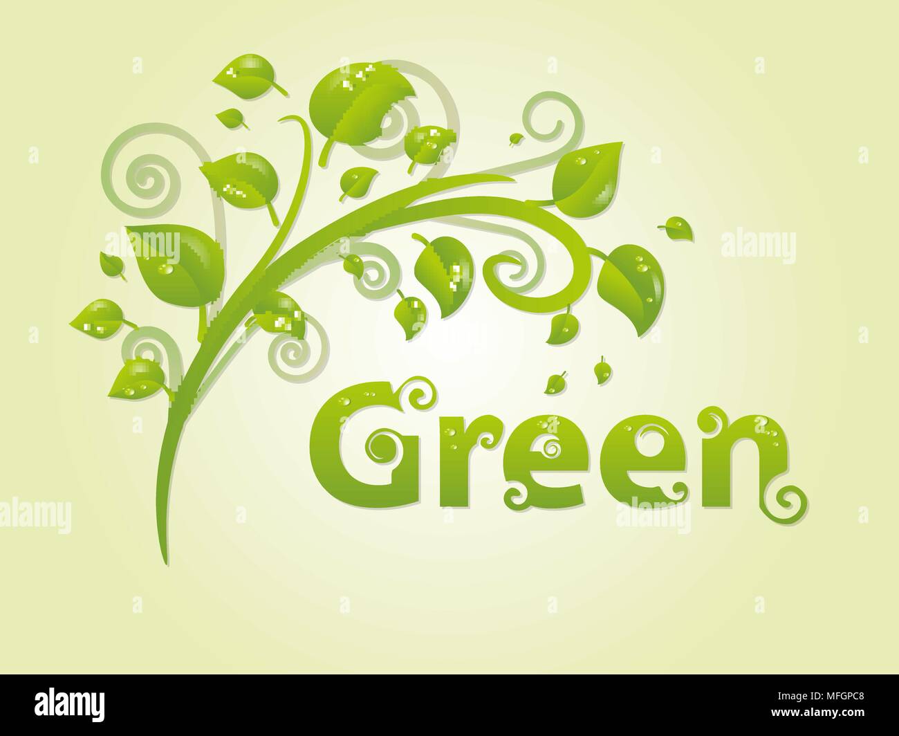 Elegant green branch with leaves and text for text. You can use it as an advertising banner or logo for the company. Vector illustration Stock Vector