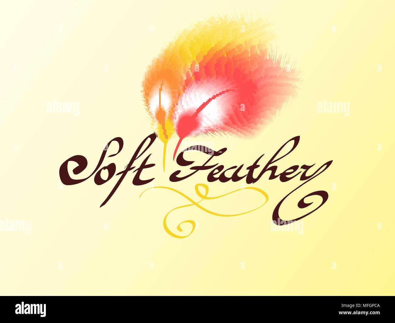 Light beautiful feathers on a pleasant light background. Vector illustration Stock Vector