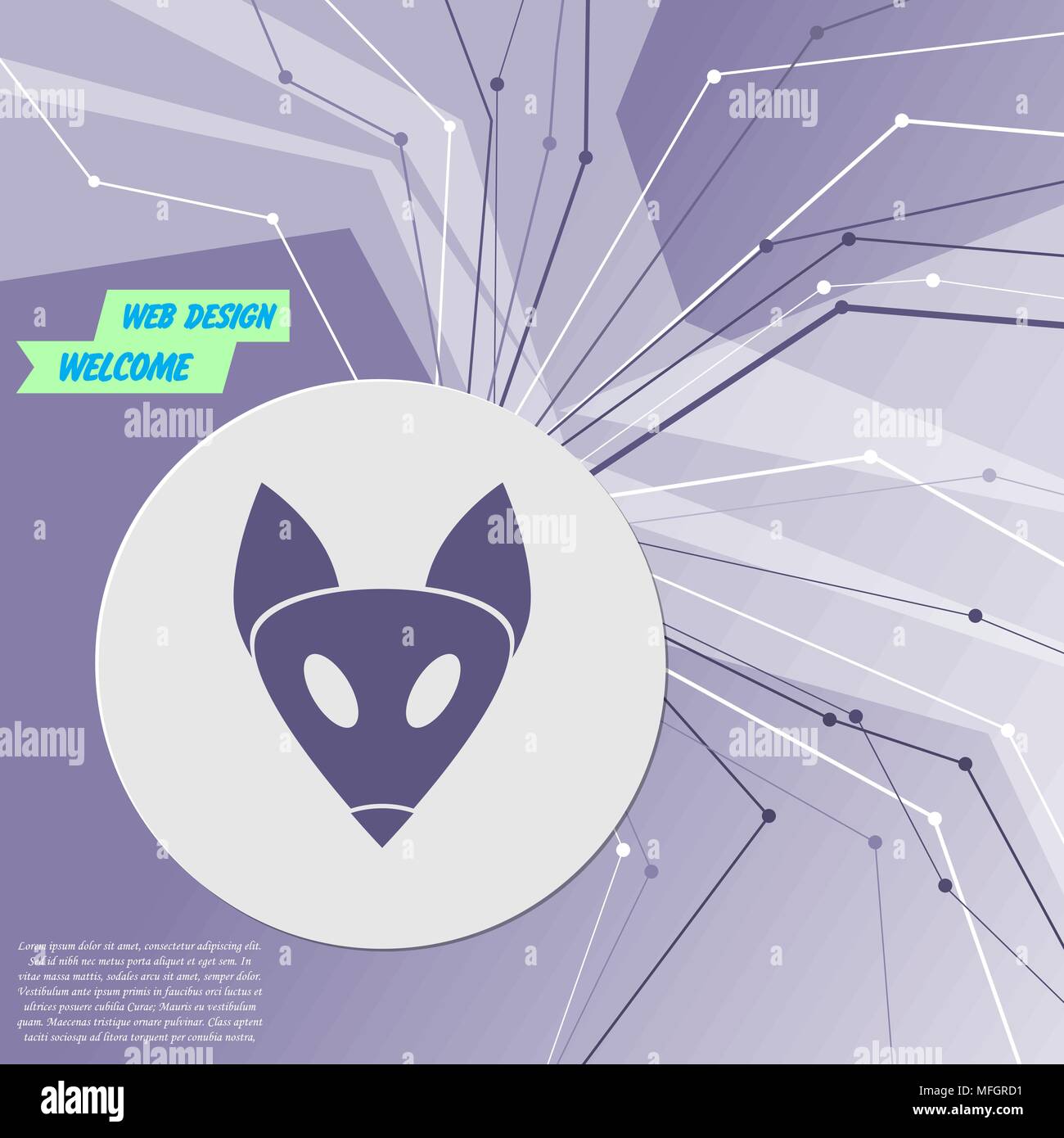 Fox icon on purple abstract modern background. The lines in all directions. With room for your advertising. Vector illustration Stock Vector
