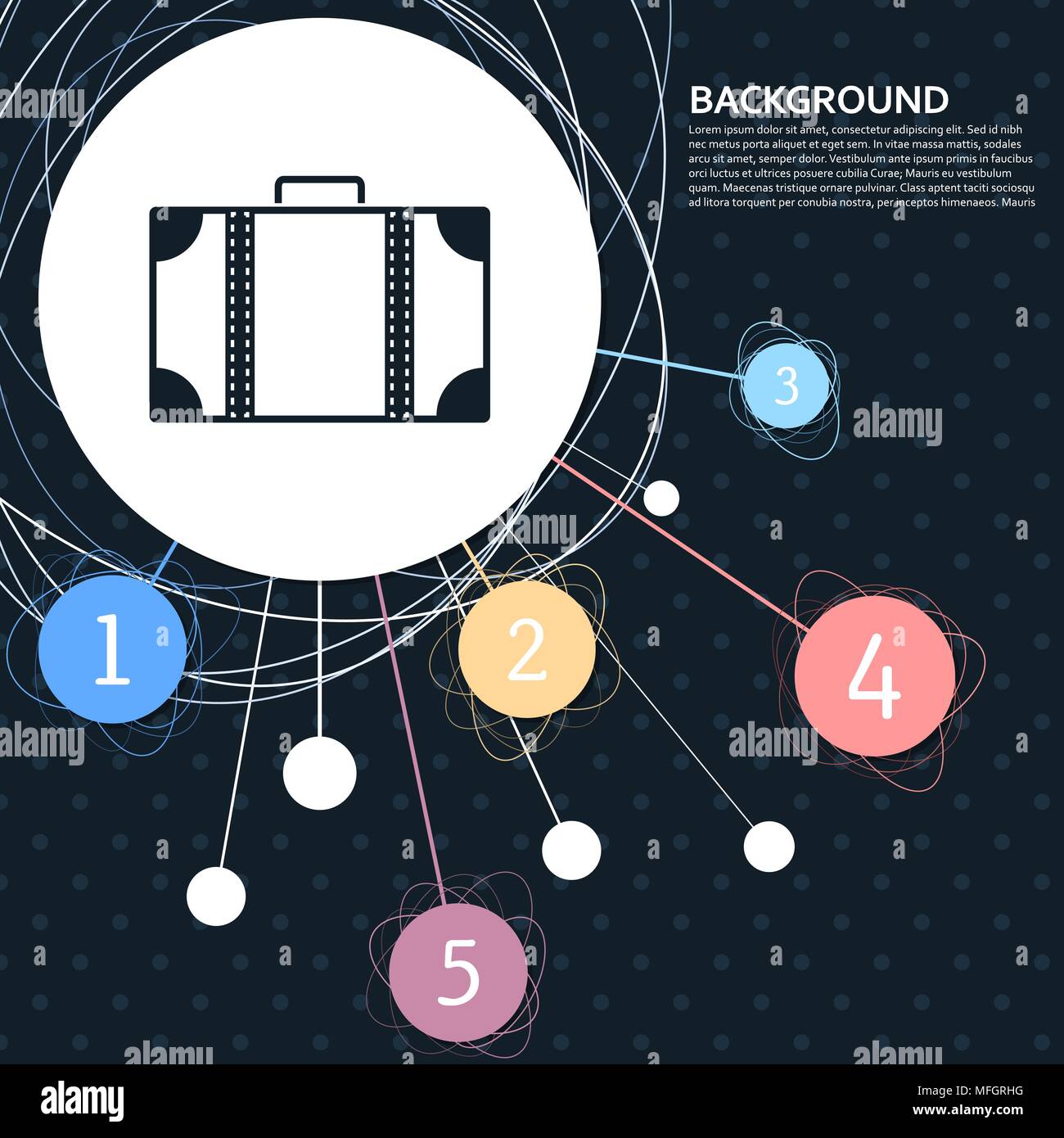 luggage icon with the background to the point and with infographic ...