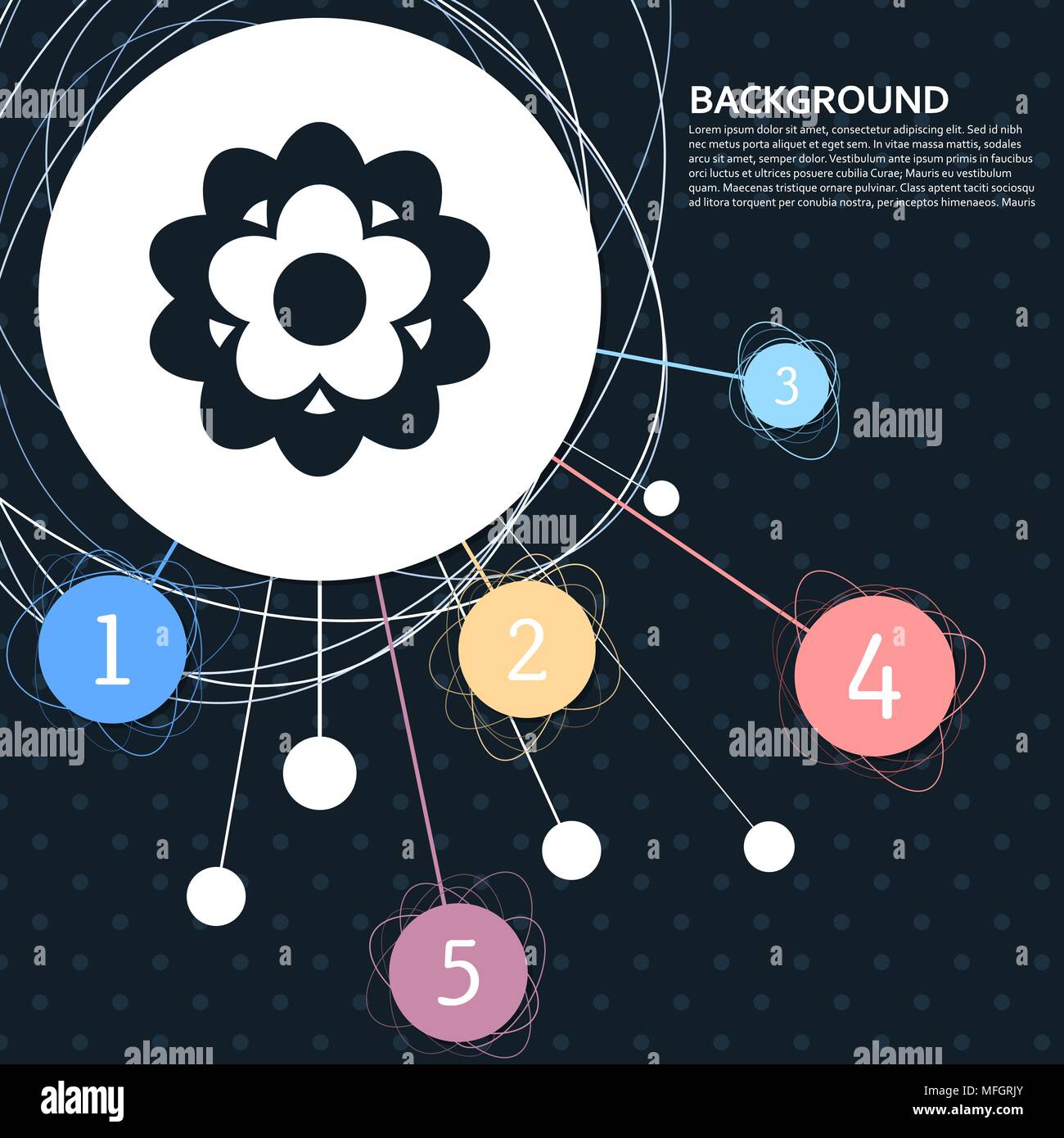 flower icon with the background to the point and with infographic style ...