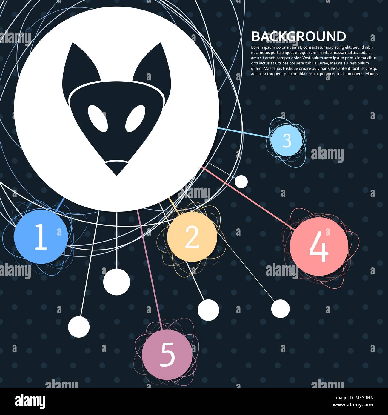 Fox icon with the background to the point and with infographic style ...