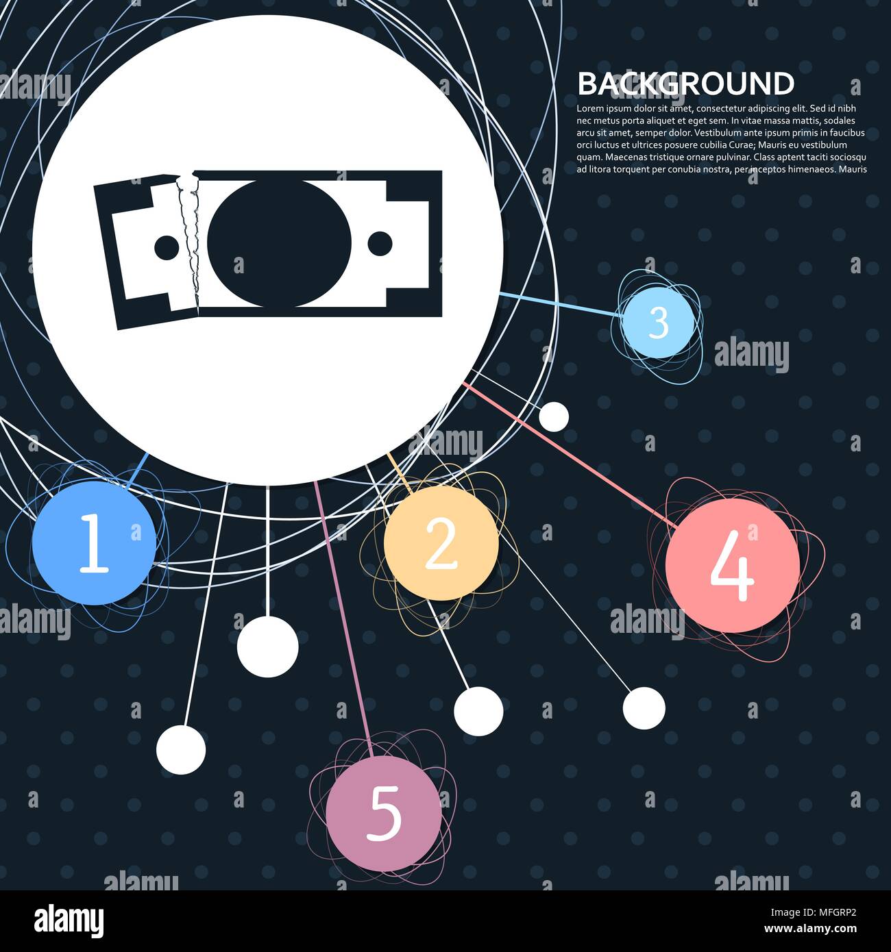 dollar icon with the background to the point and with infographic style