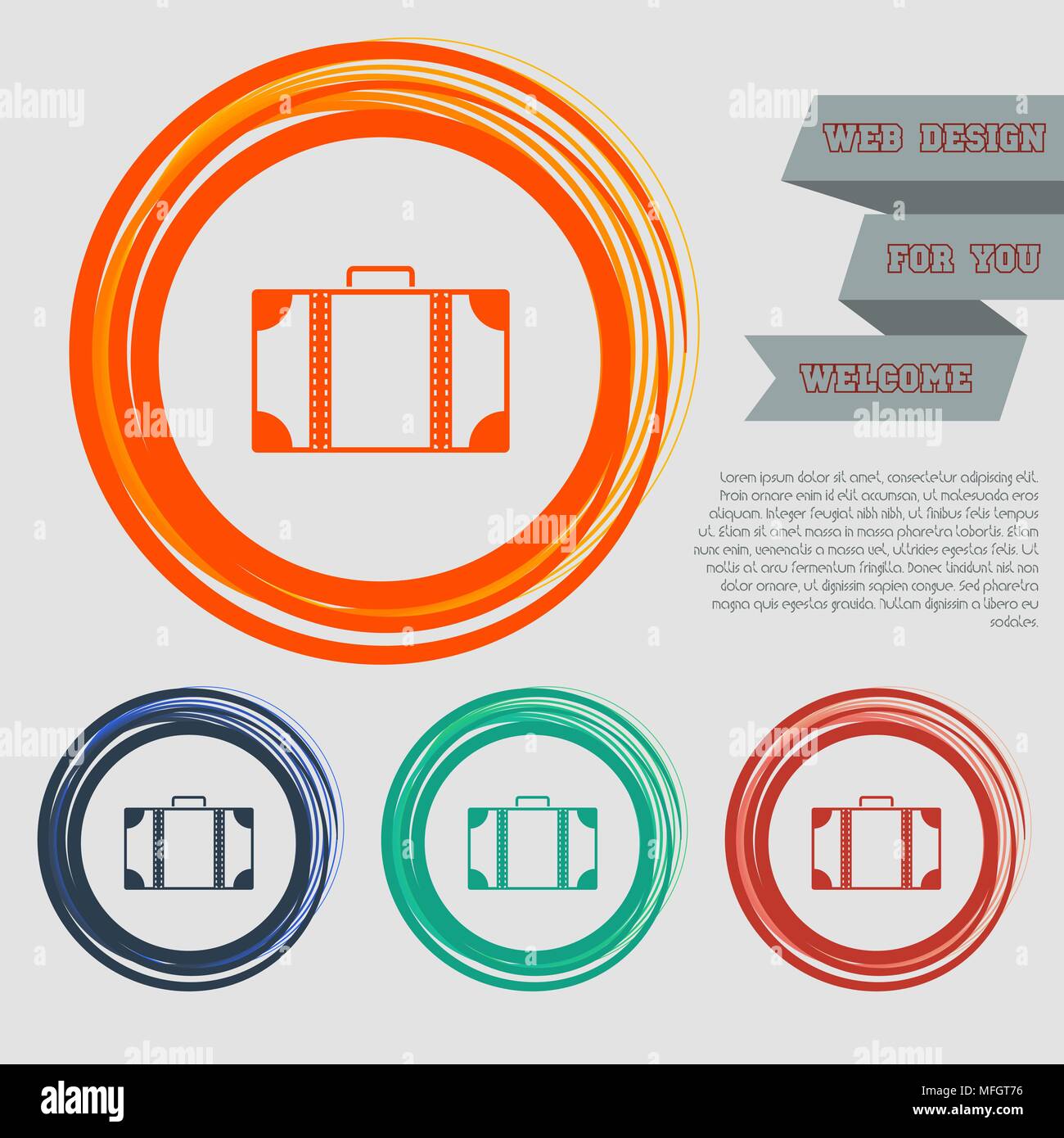 luggage icon on the red, blue, green, orange buttons for your website and design with space text. Vector illustration Stock Vector