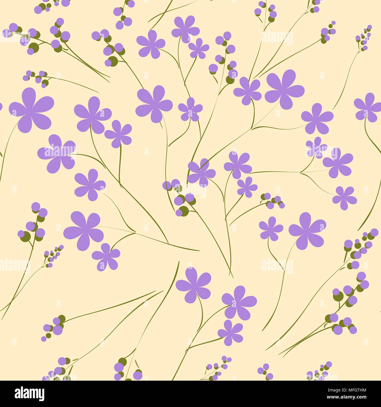 Seamless pattern with purple spring flowers. It can be used as ...