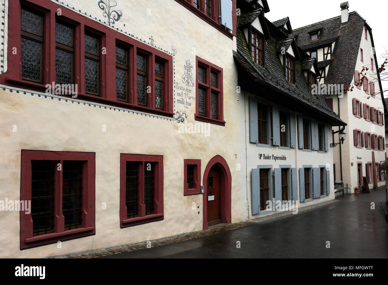 Architectural houses in Basel city, Canton Basel Stadt, Switzerland, Europe Stock Photo