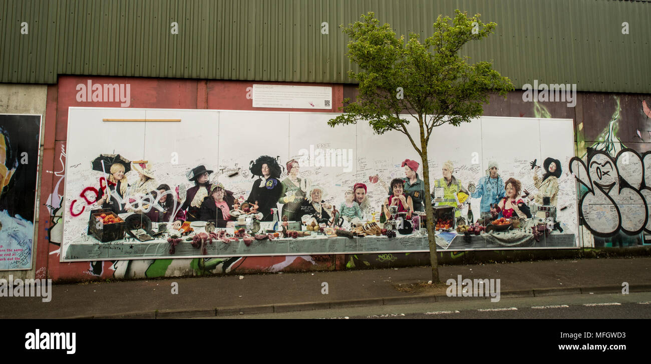 Peace Wall, Belfast, Ulster, Northern Ireland, United Kingdom, Europe Stock Photo