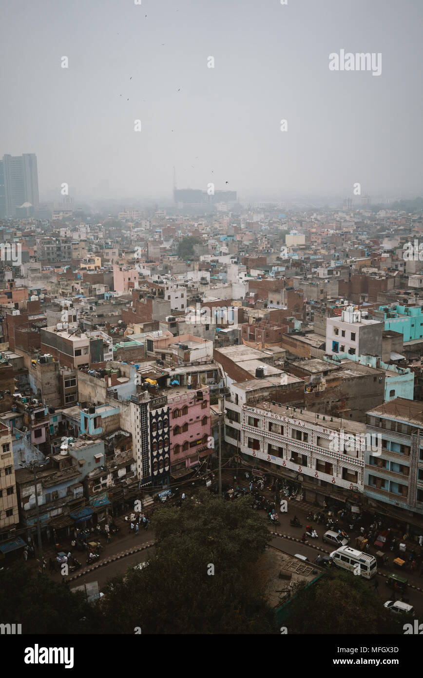 rooftops and smog from above on a busy day in Delhi, India Stock Photo ...