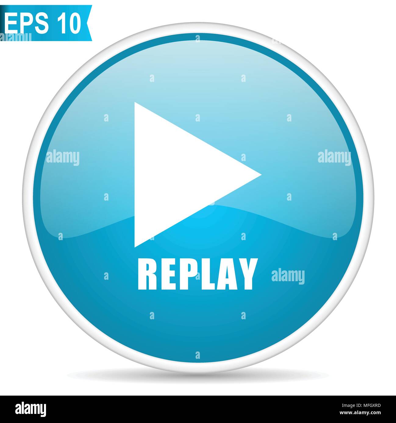 Replay blue glossy round vector icon in eps 10. Editable modern design ...